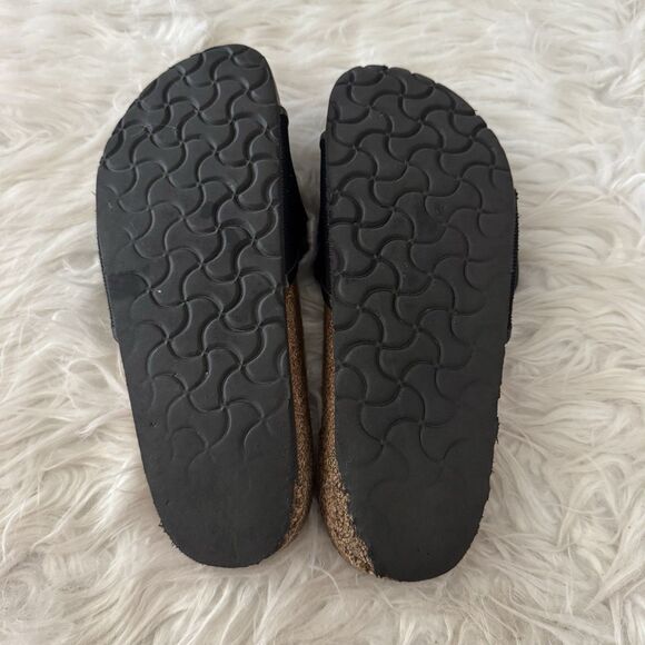 Birkenstock Sandals Womens 38 Black Adjustable Tema Slides Slip On Shoes Narrow - Picture 7 of 8